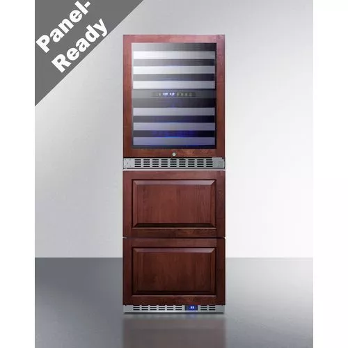 24" Wide Combination Dual-Zone Wine Cellar and 2-Drawer All-Refrigerator (Panels Not Included)Summit SWCDAR24PNR