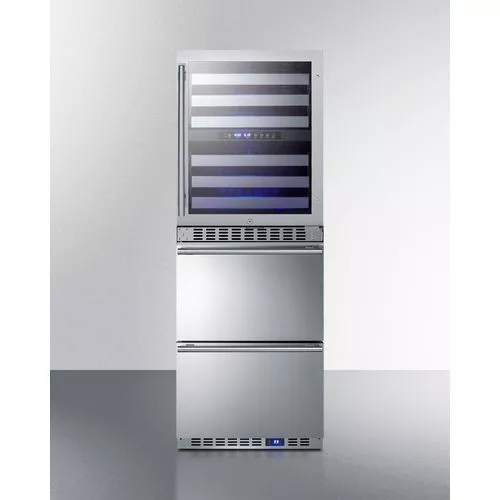 24" Wide Combination Dual-Zone Wine Cellar and 2-Drawer All-RefrigeratorSummit SWCDAR24