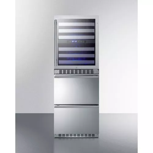 24" Wide Combination Dual-Zone Wine Cellar and 2-Drawer Refrigerator-FreezerSummit SWCDRF24
