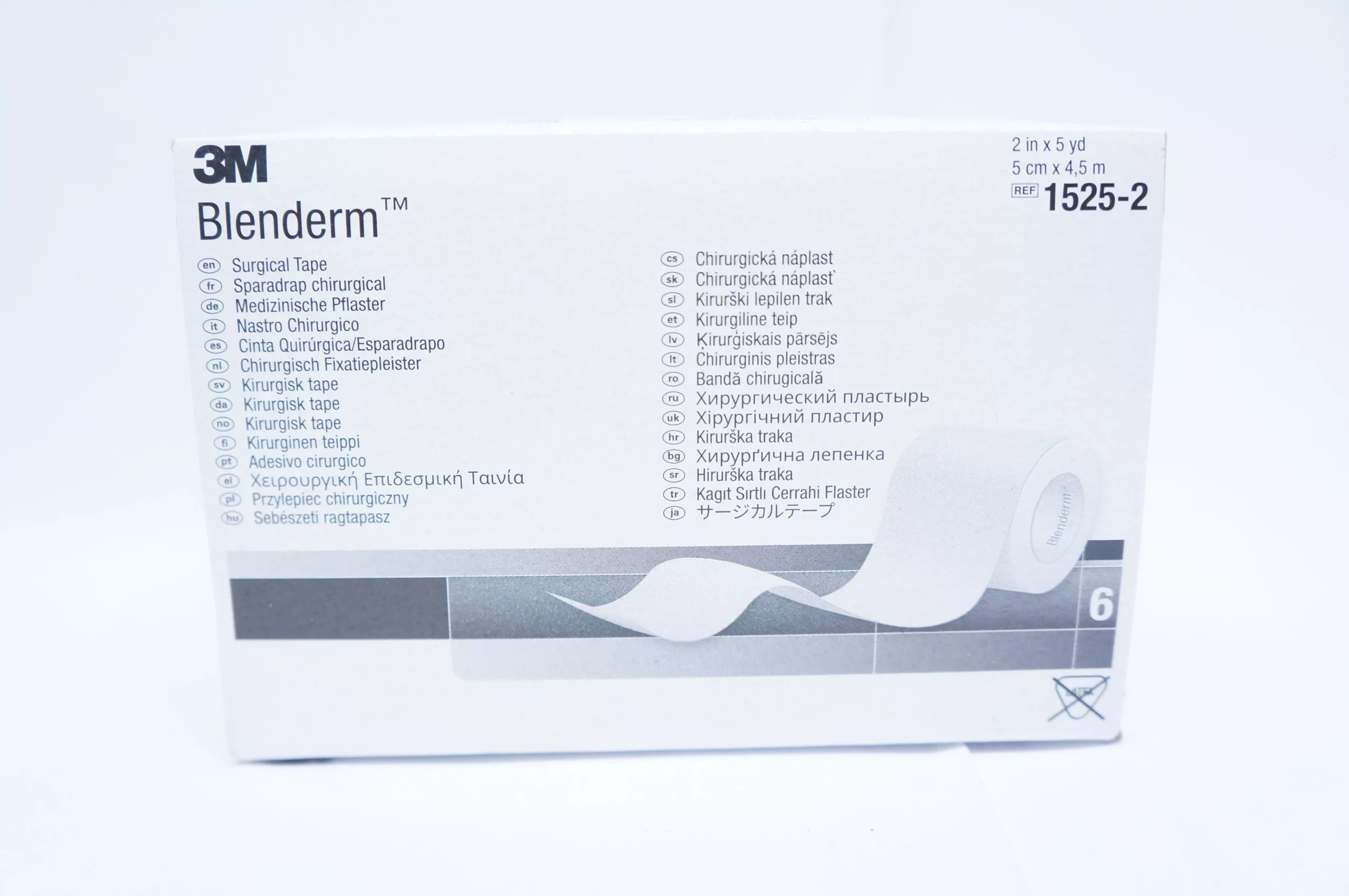 3M 1525-2 Blenderm Surgical Tape 2in x 5yd -Box of 6