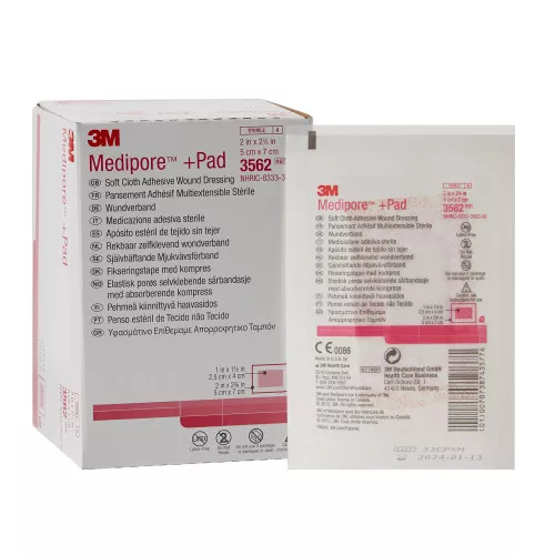 3M Medipore Composite Dressing 2 X 2.75 in Nonwoven Backing, 3562, Case of 200