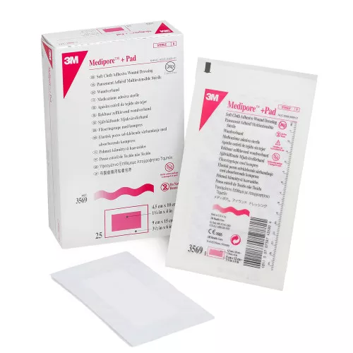 3M Medipore Composite Dressing 3.5 X 6 in Nonwoven Backing, 3569, Case of 100