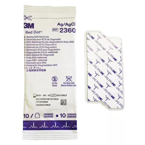 3M Red Dot ECG Resting Electrode, Size 1/4 x 1-1/5'', Plastic Film, Case of 4000