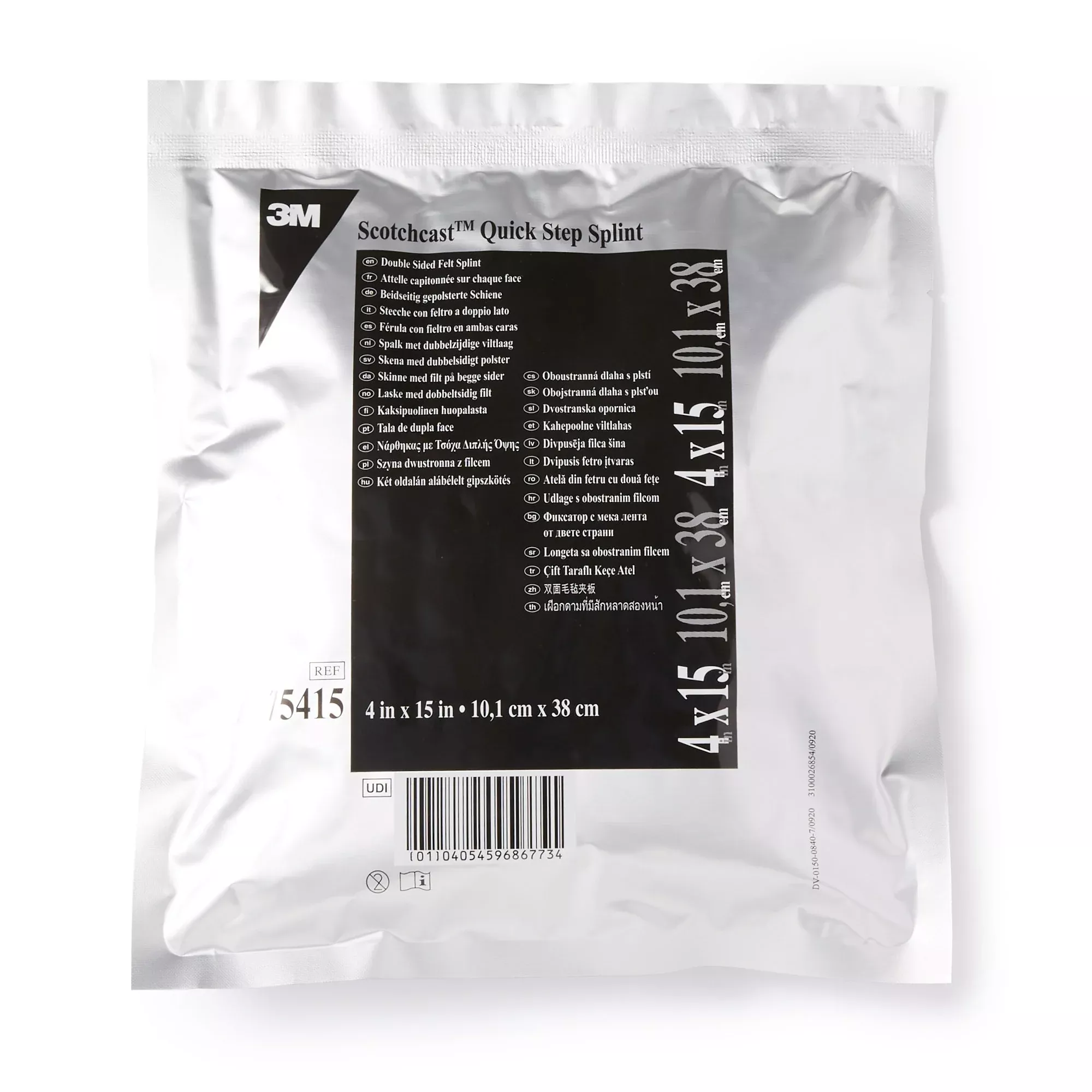 3M™ Scotchcast™ Quick Step Double Sided Felt Padded Splint, 4 x 15 Inch