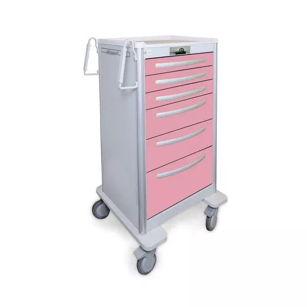 6-Drawer Med Jr Aluminum Carts 6-Drawer with Key Lock • 45"H ,1 Each