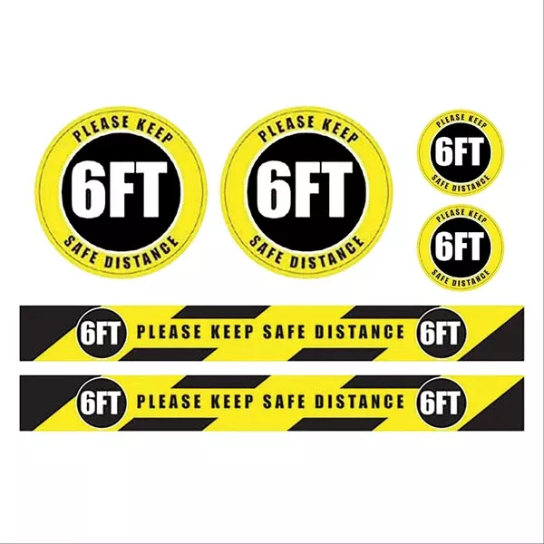 6ft Safe Distance Indoor Use Sign 12" Round ,1 Each