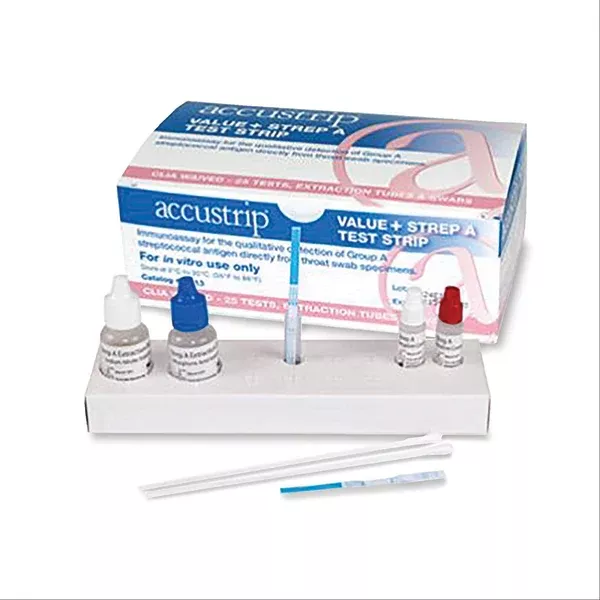 Accustrip Strep A Test Strip Accustrip Value+ Strep A Test Kit • CLIA Waived ,Pack oF 25