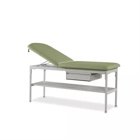 Adjustable Treatment Table with Shelf & Drawer Treatment Table with Shelf, Adjustable Back, and Drawer • 29"W x 76"L x 32"H ,1 Each