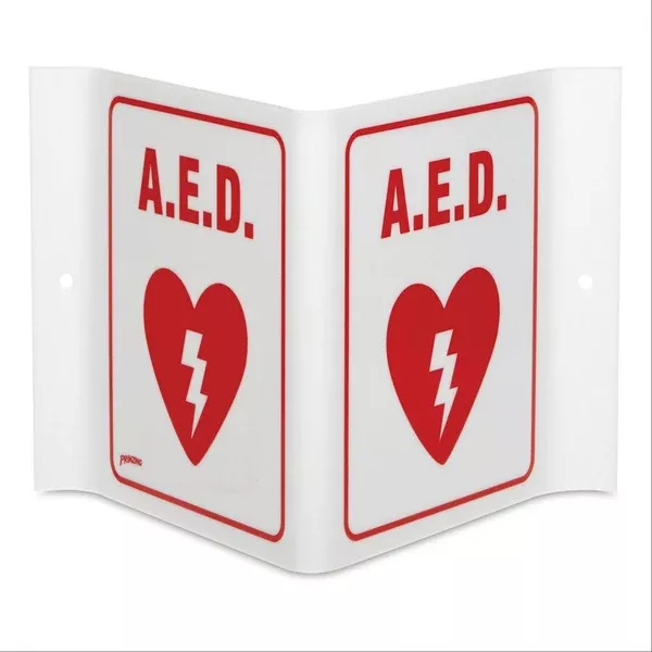 AED V Shape Sign A.E.D. ,1 Each