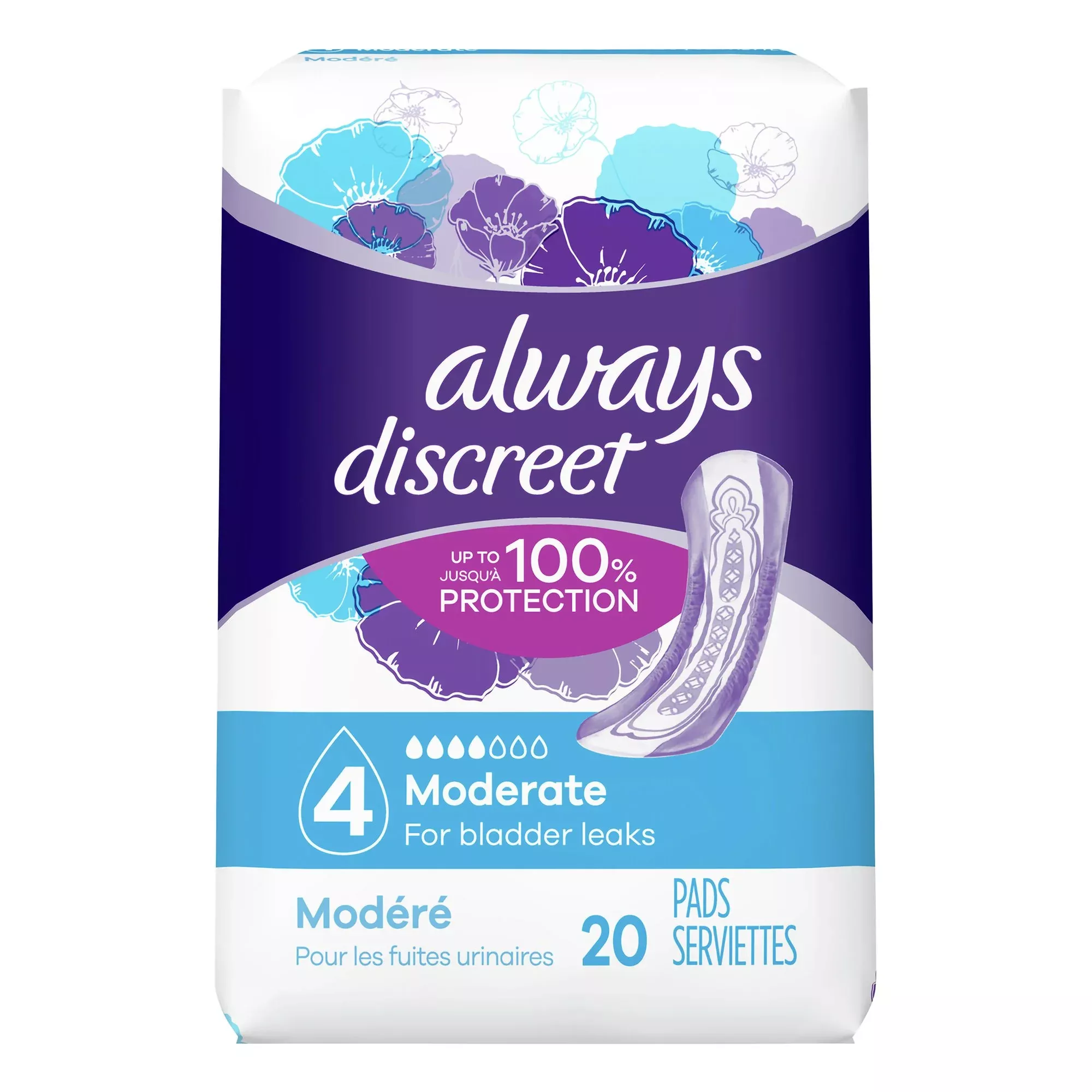 Always Discreet Bladder Control Pad, Moderate
