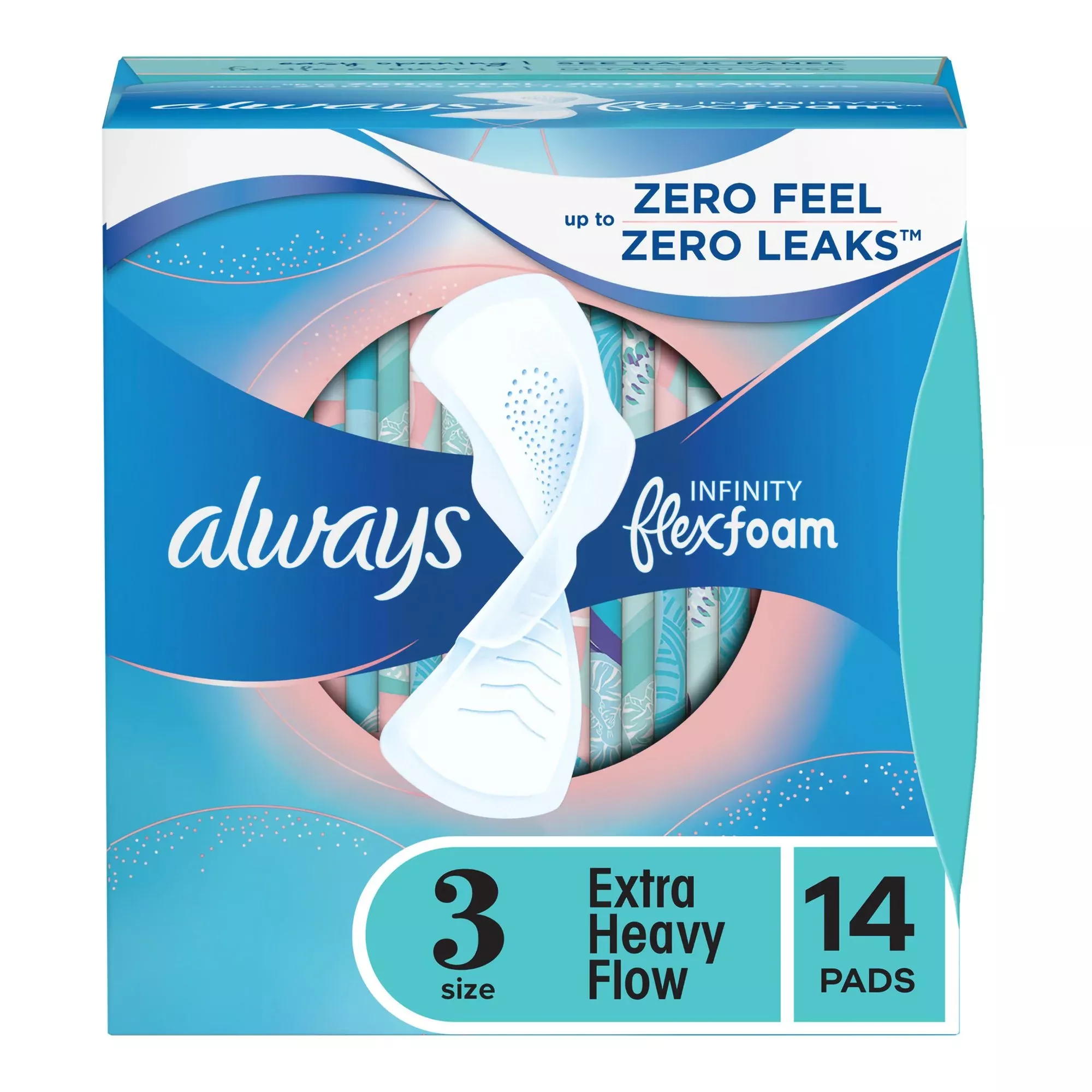 Always Infinity Extra Heavy Flow Pads with Wings, Size 3