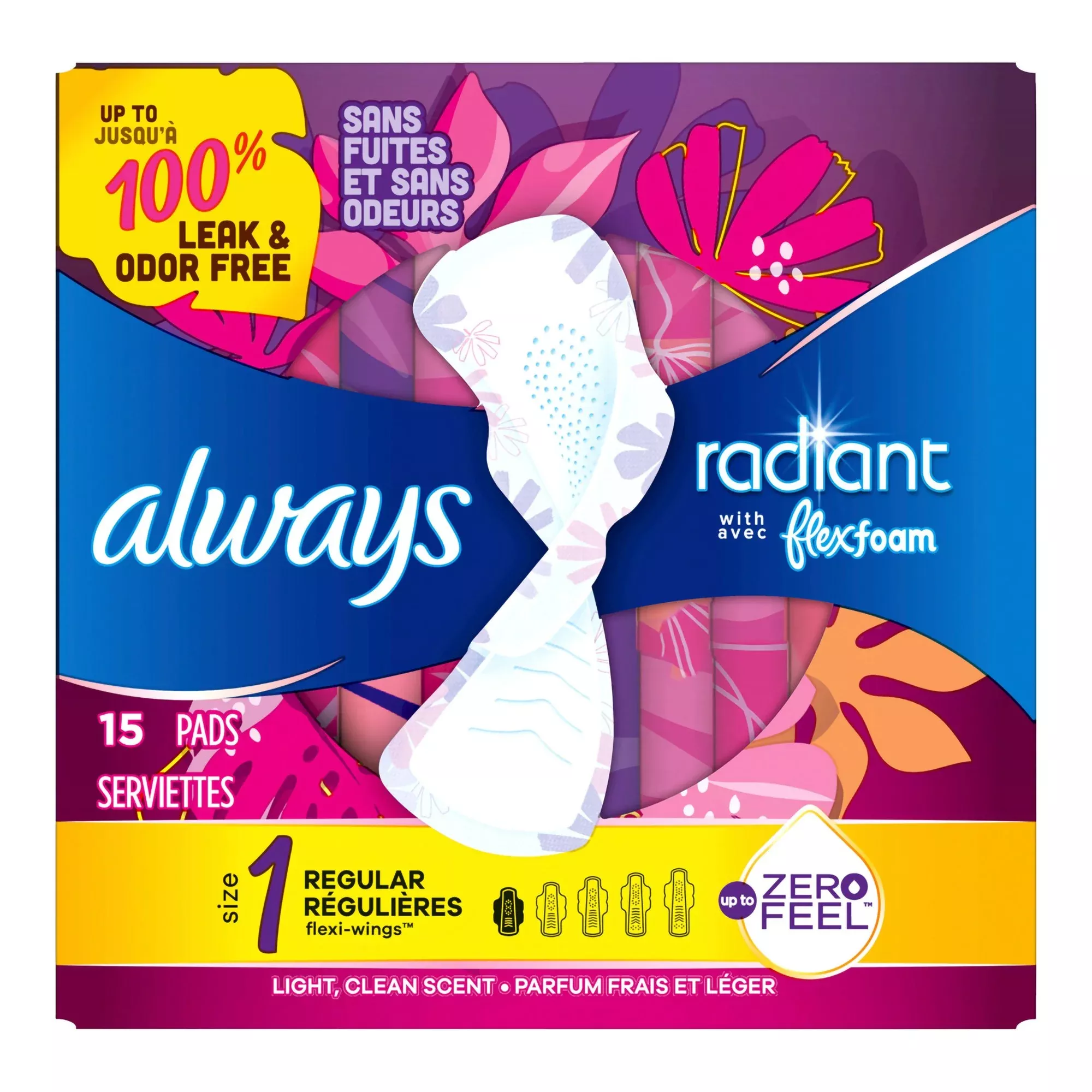 Always Radiant Regular Pads, Size 1