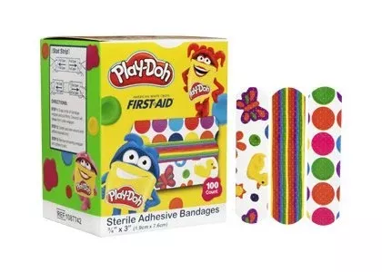 American White Cross Kid Design (Play Doh) Adhesive Strips