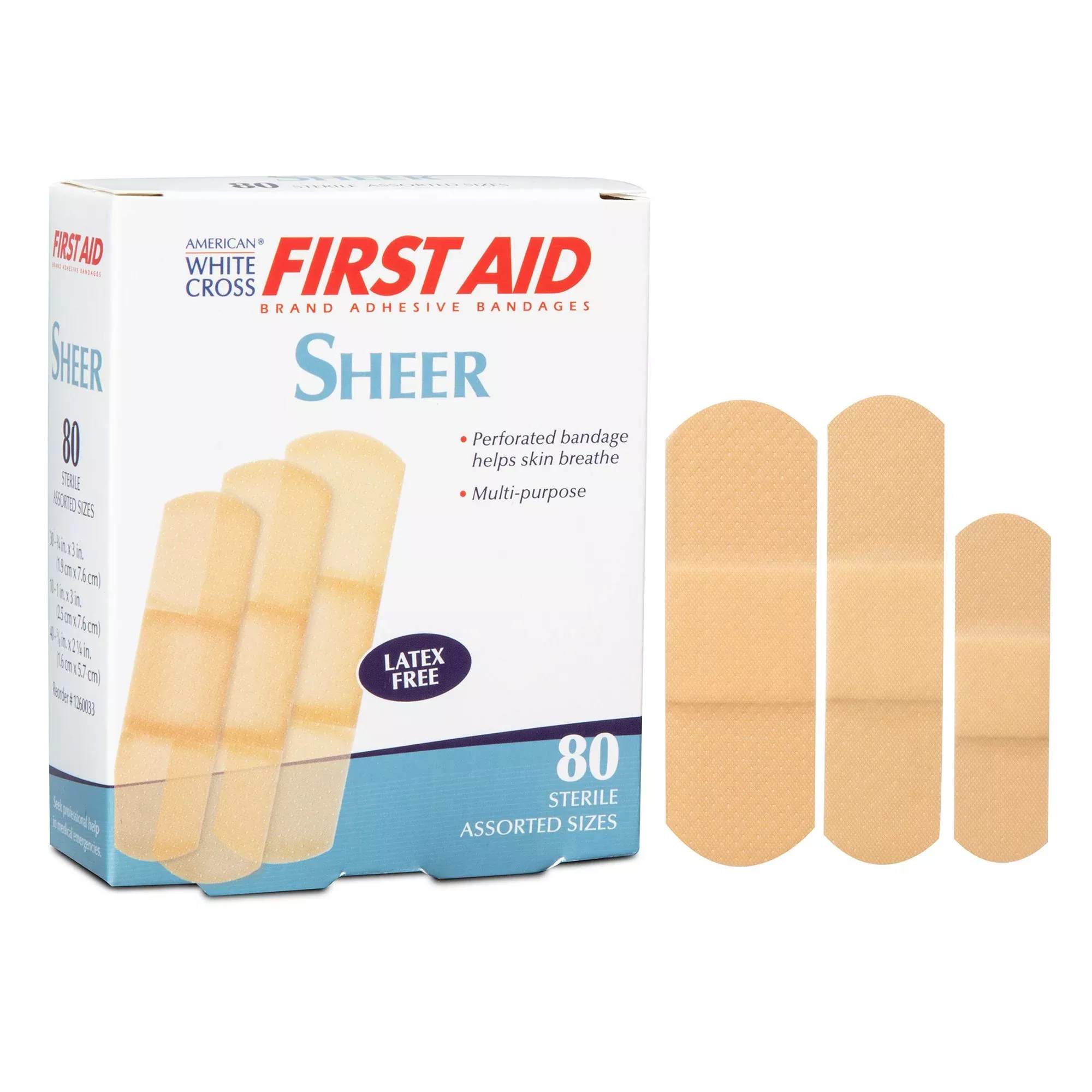 American White Cross Sheer Adhesive Strip, Assorted Sizes