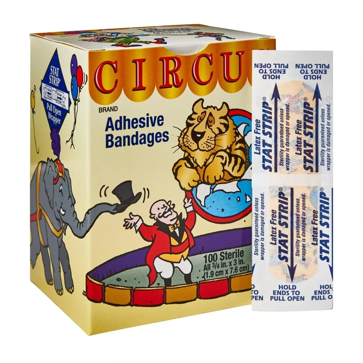 American White Cross Stat Strip Circus Kid Design Adhesive Strips