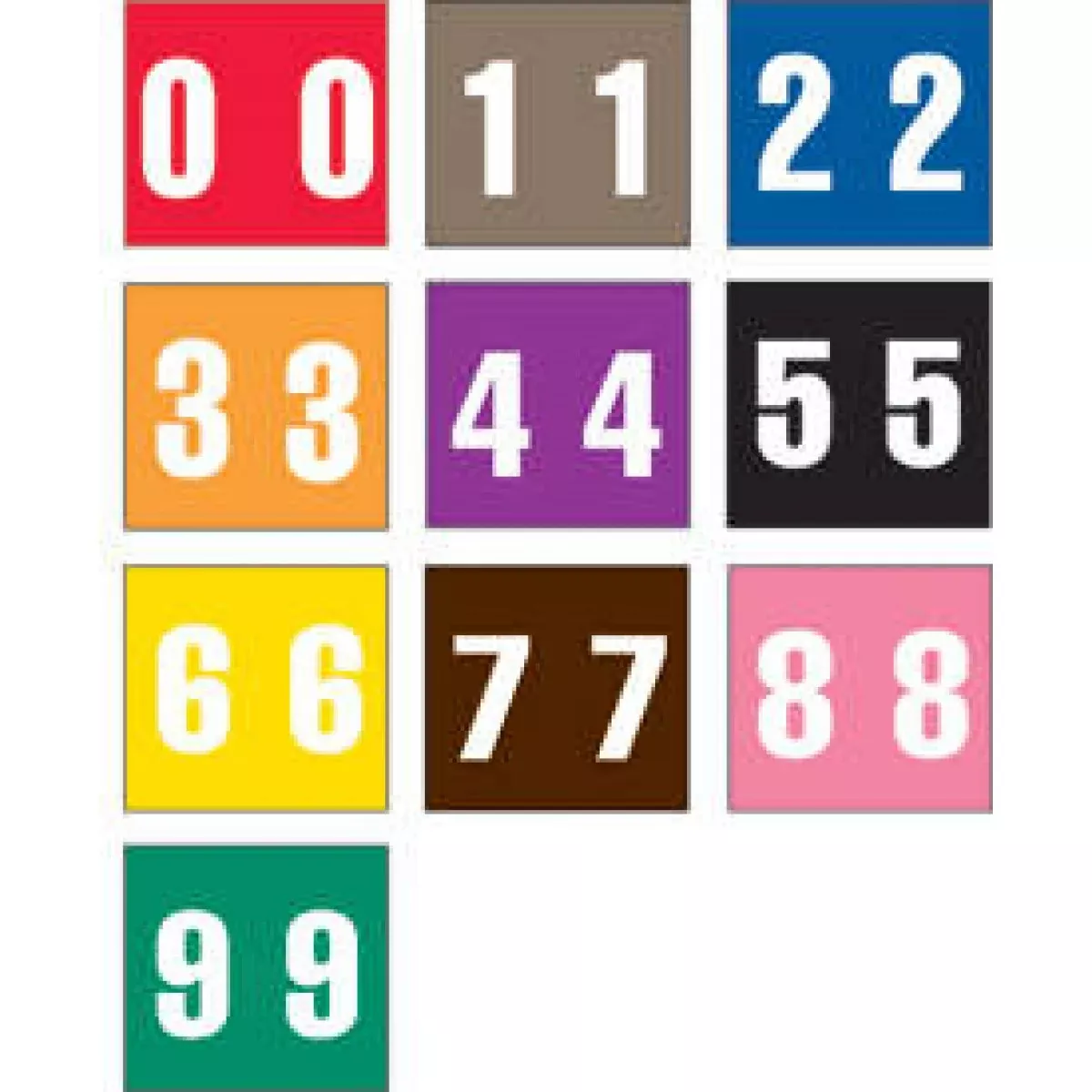 Ames Compatible Large Color Code Label Numeric 1 7/8" X 1 7/8" Assorted Colors Mylar Permanent - 500 Per Roll, 10 Rolls Per Set