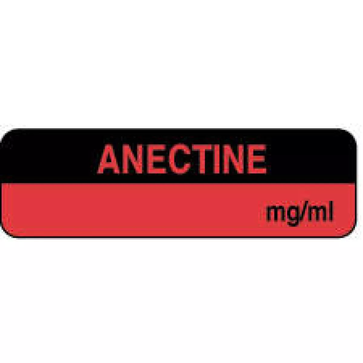 Anesthesia Label (Paper, Permanent) Anectine Mg/Ml 1 1/4" X 3/8" Fluorescent Red And Black - 1000 Per Roll