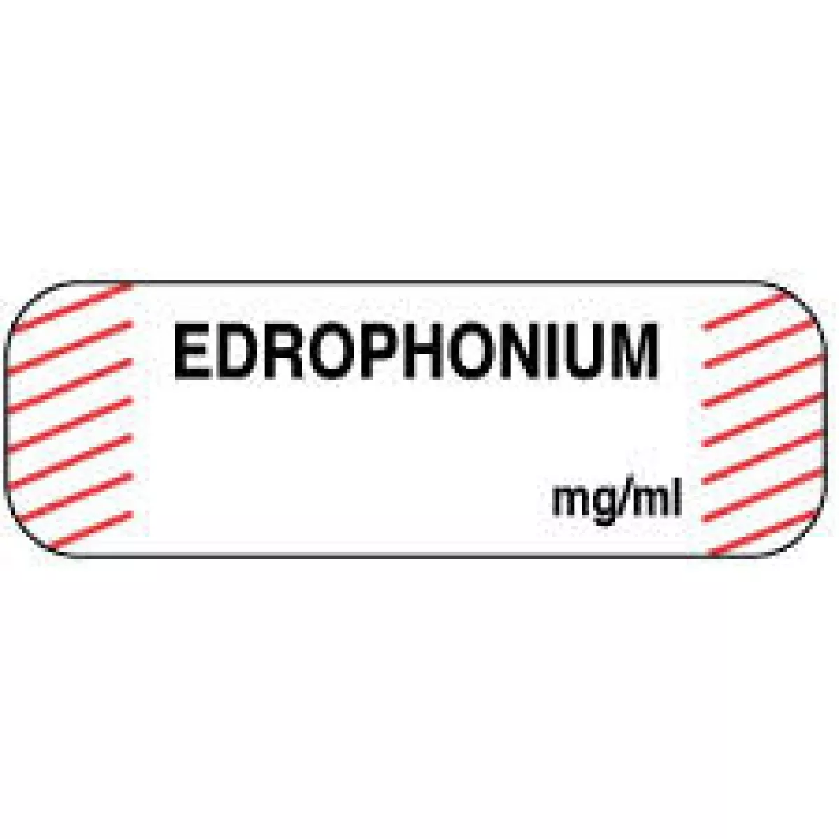 Anesthesia Label (Paper, Permanent) Edrophonium Mg/Ml 1 1/2" X 1/2" White With Fluorescent Red - 1000 Per Roll