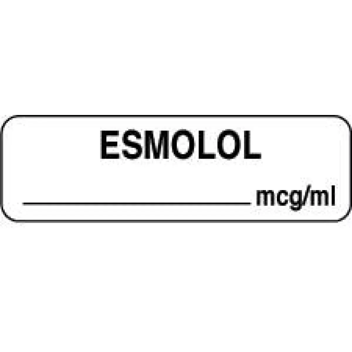 Anesthesia Label (Paper, Permanent) Esmolol Mcg/Ml 1 1/4" X 3/8" White - 1000 Per Roll