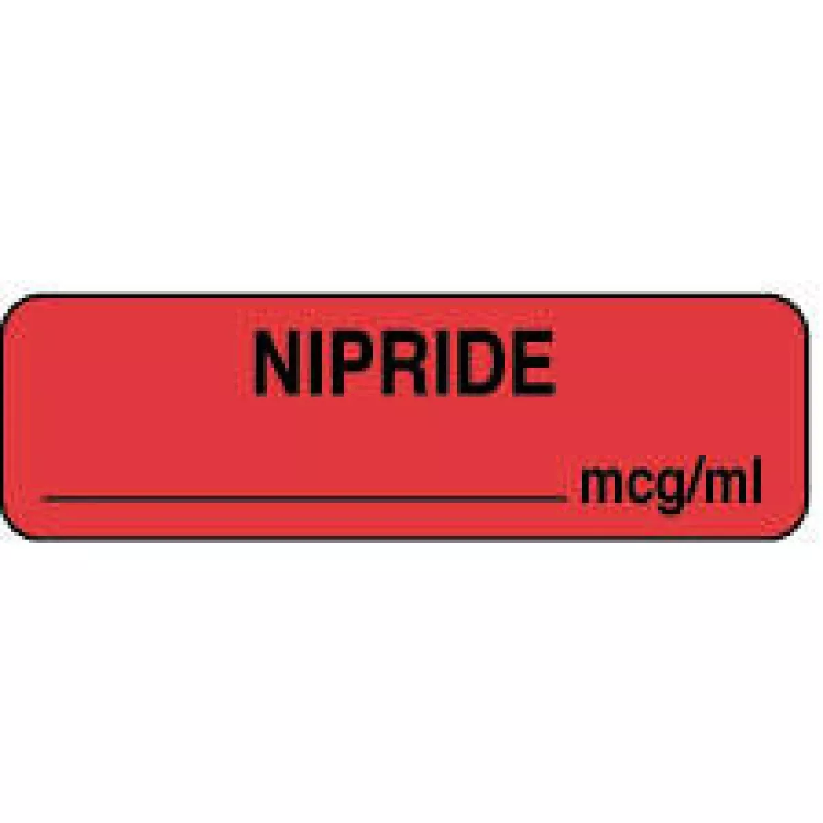 Anesthesia Label (Paper, Permanent) Nipride Mcg/Ml 1 1/4" X 3/8" Fluorescent Red - 1000 Per Roll