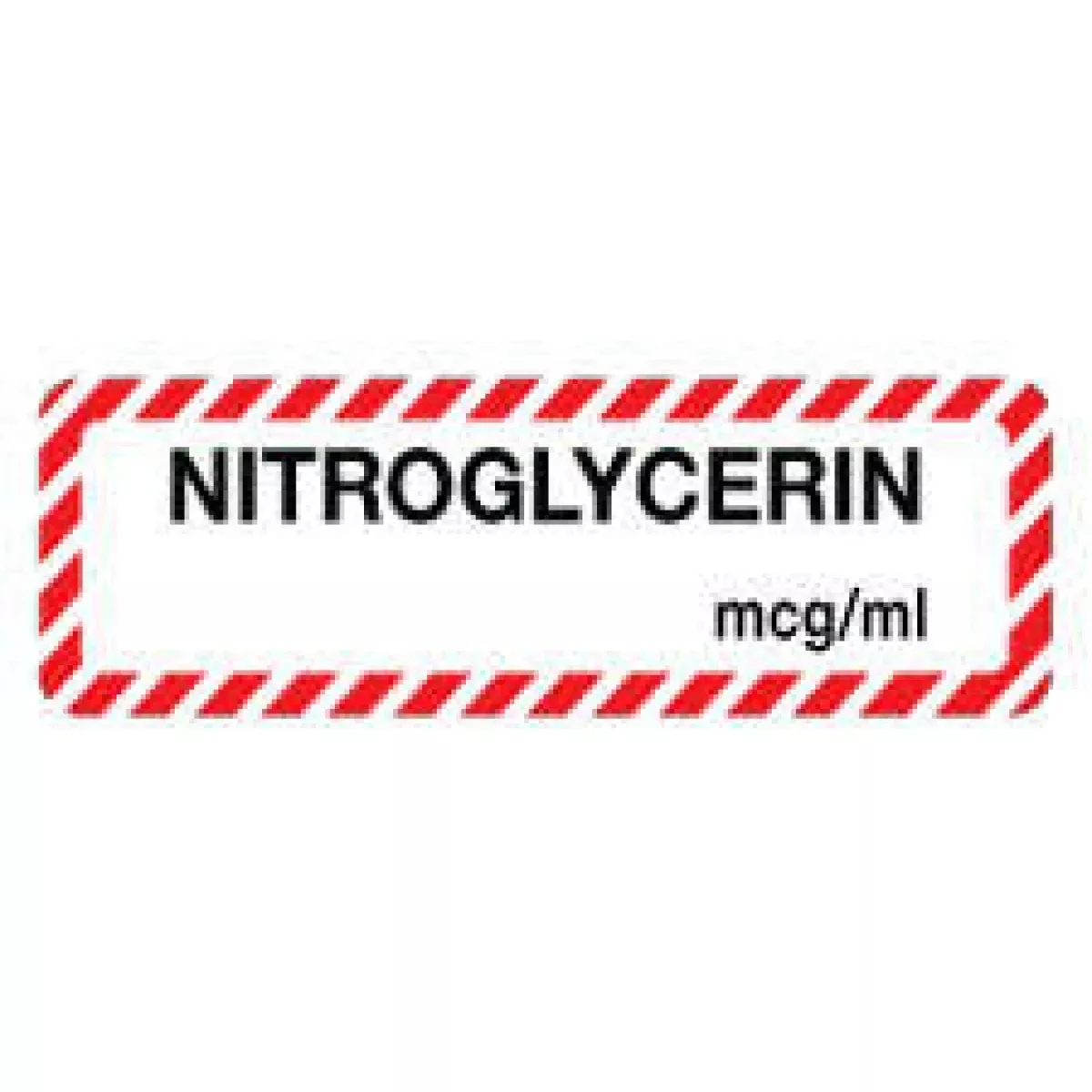Anesthesia Label (Paper, Permanent) Nitroglycerin Mcg/Ml 1 1/2" X 1/2" White With Fluorescent Red - 1000 Per Roll