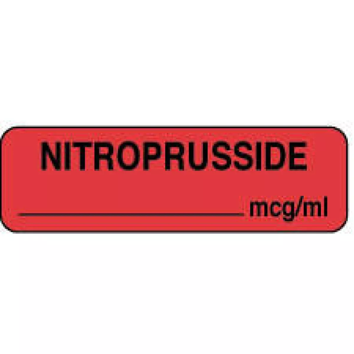 Anesthesia Label (Paper, Permanent) Nitroprusside Mcg/Ml 1 1/4" X 3/8" Fluorescent Red - 1000 Per Roll