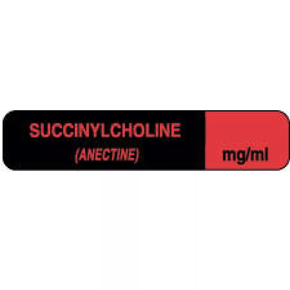 Anesthesia Label (Paper, Permanent) Succinylcholine 1 1/2" X 1/3" Fluorescent Red And Black - 1000 Per Roll