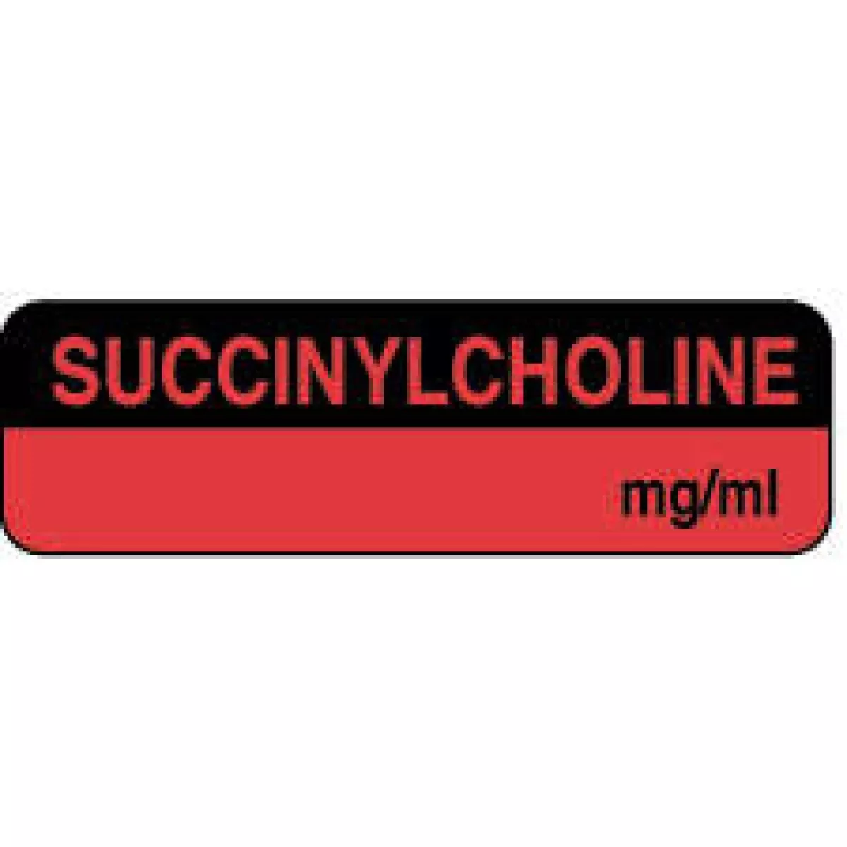 Anesthesia Label (Paper, Permanent) Succinylcholine 1 1/4" X 3/8" Fluorescent Red And Black - 1000 Per Roll