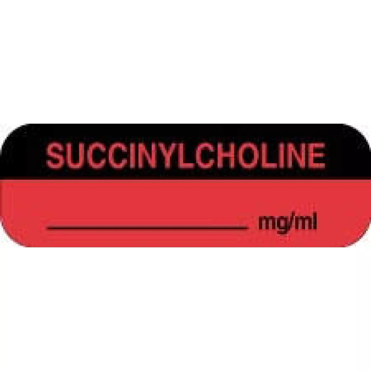 Anesthesia Label (Paper, Permanent) Succinylcholine Mg/Ml 1 1/2" X 1/2" Fluorescent Red And Black - 1000 Per Roll