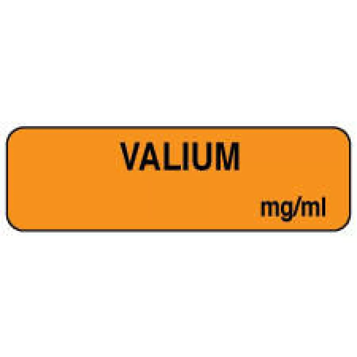 Anesthesia Label (Paper, Permanent) Valium Mg/Ml 1 1/4" X 3/8" Fluorescent Orange - 1000 Per Roll