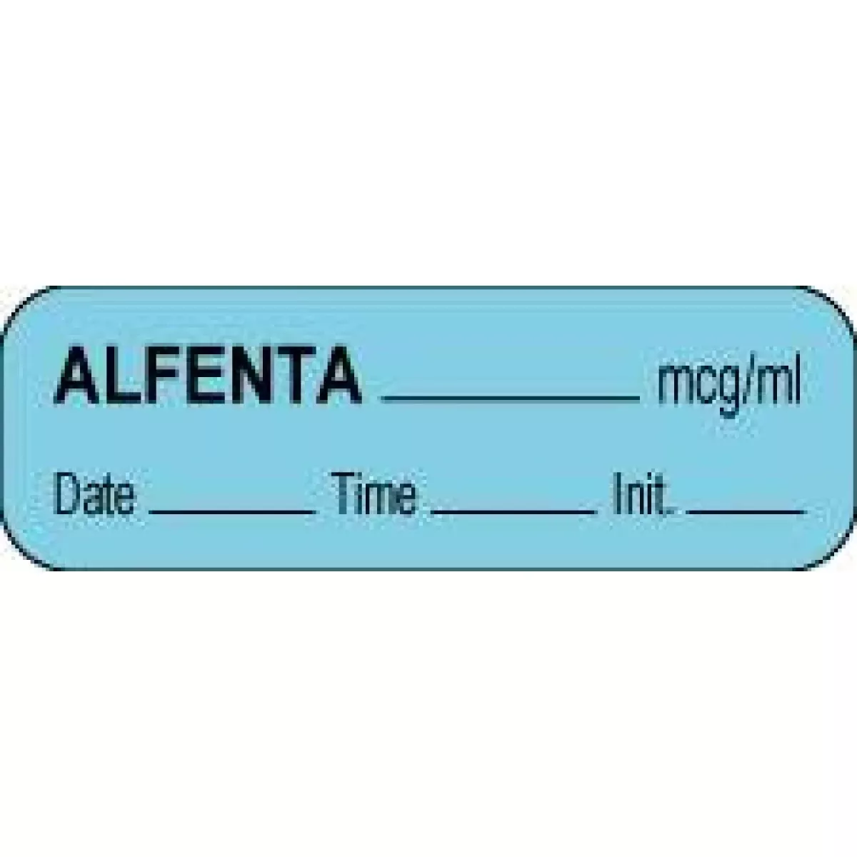Anesthesia Label With Date, Time & Initial (Paper, Permanent) Alfenta Mcg/Ml 1 1/2" X 1/2" Blue - 1000 Per Roll