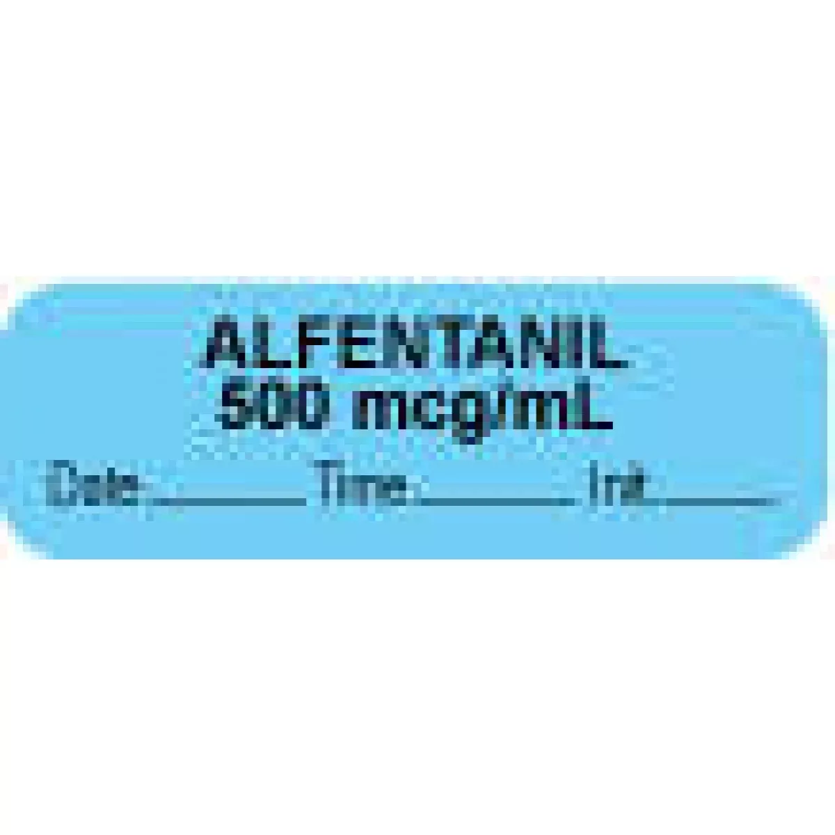 Anesthesia Label With Date, Time & Initial (Paper, Permanent) "Alfentanil 500 Mcg/Ml" 1 1/2" X 1/2" Blue - 1000 Per Roll