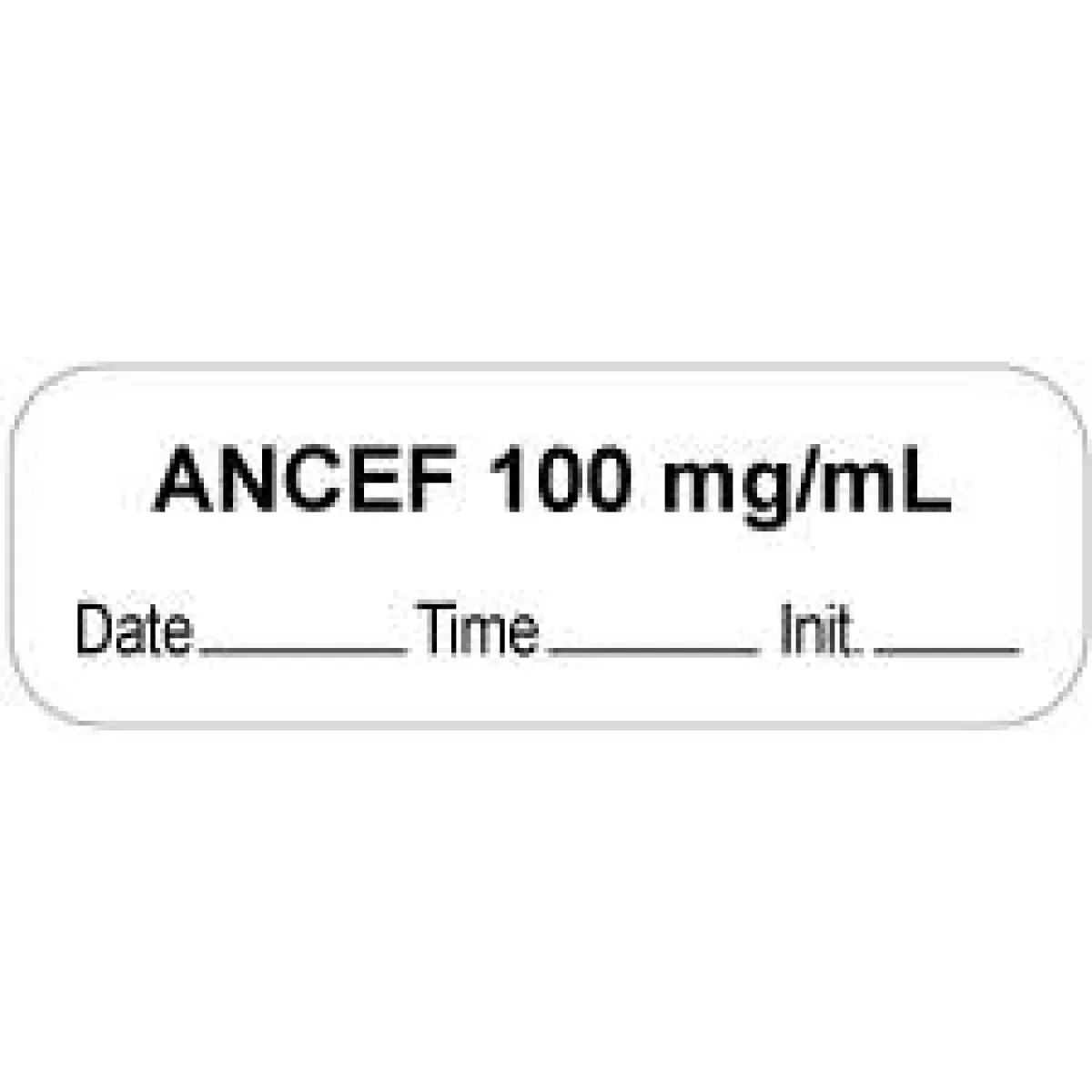 Anesthesia Label With Date, Time & Initial (Paper, Permanent) "Ancef 100 Mg/Ml" 1 1/2" X 1/2" White - 1000 Per Roll