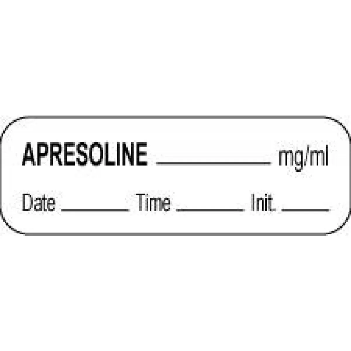 Anesthesia Label With Date, Time & Initial (Paper, Permanent) Apresoline Mg/Ml 1 1/2" X 1/2" White - 1000 Per Roll
