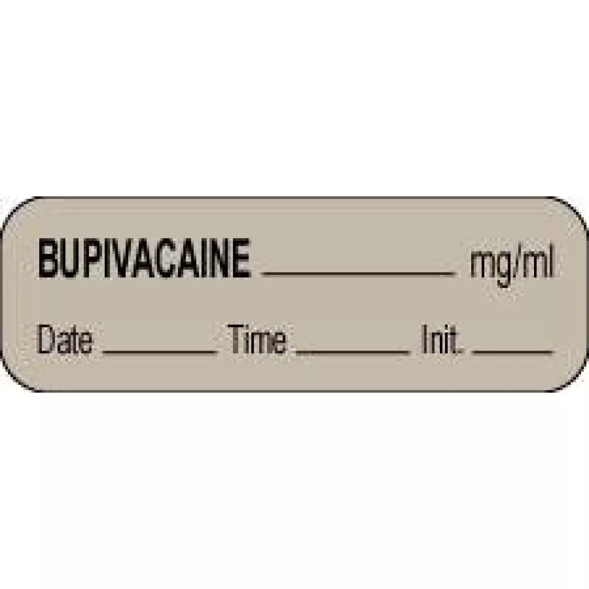Anesthesia Label With Date, Time & Initial (Paper, Permanent) Bupivacaine Mg/Ml 1 1/2" X 1/2" Gray - 1000 Per Roll
