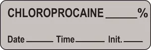 Anesthesia Label With Date, Time & Initial (Paper, Permanent) Chloroprocaine % 1 1/2" X 1/2" Gray - 1000 Per Roll