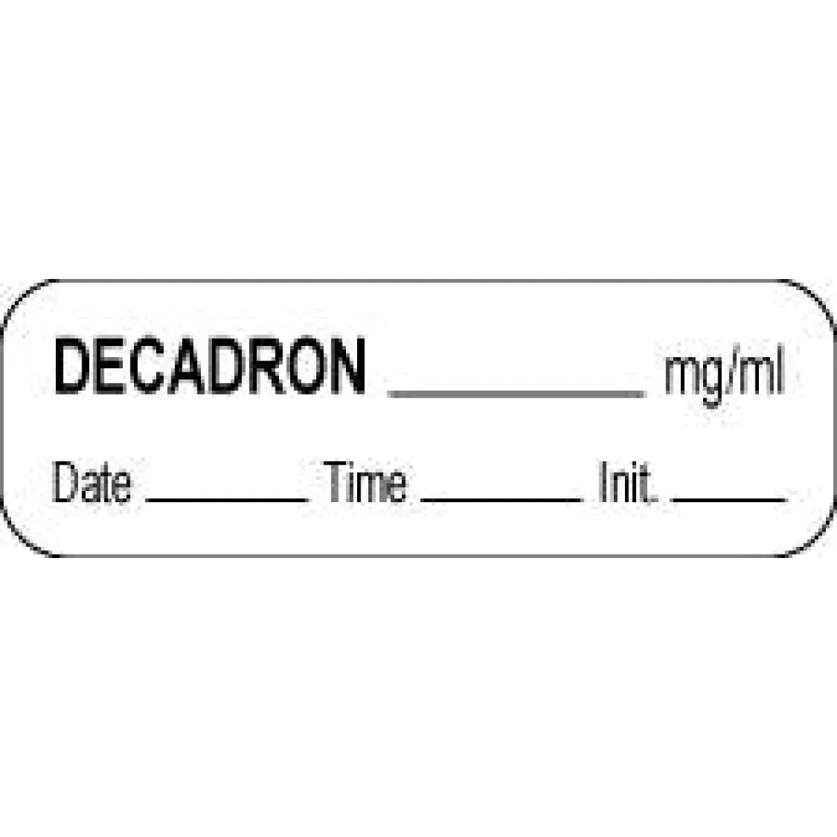 Anesthesia Label With Date, Time & Initial (Paper, Permanent) Decadron Mg/Ml 1 1/2" X 1/2" Yellow - 1000 Per Roll
