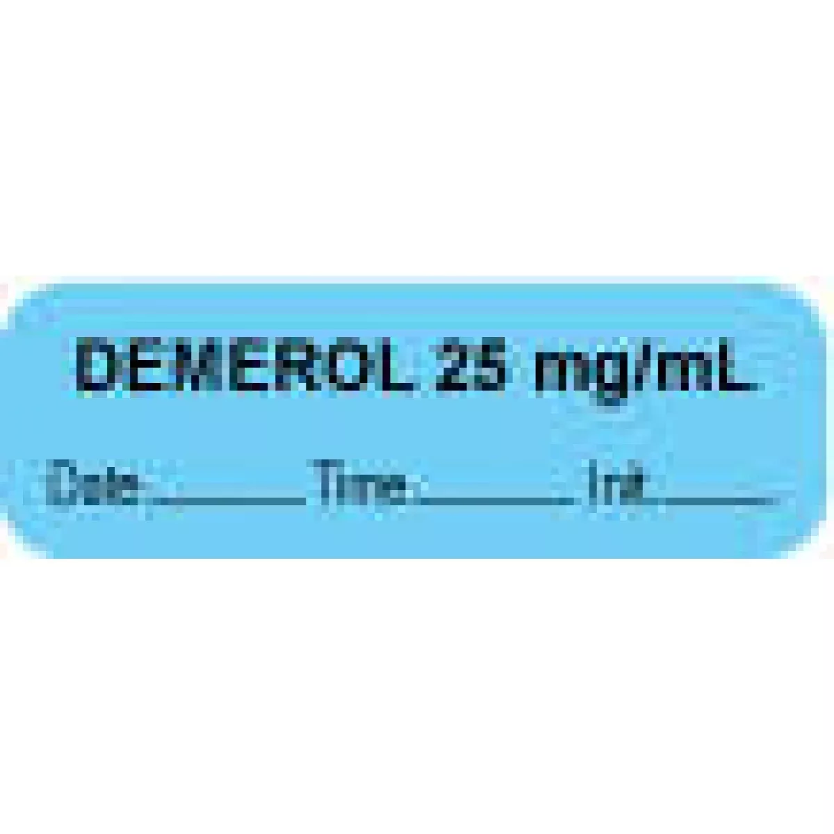 Anesthesia Label With Date, Time & Initial (Paper, Permanent) "Demerol 25 Mg/Ml" 1 1/2" X 1/2" Blue - 1000 Per Roll