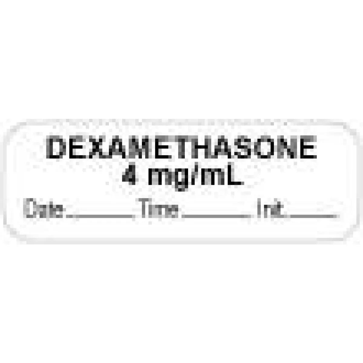Anesthesia Label With Date, Time & Initial (Paper, Permanent) "Dexamethasone 4 Mg" 1 1/2" X 1/2" White - 1000 Per Roll