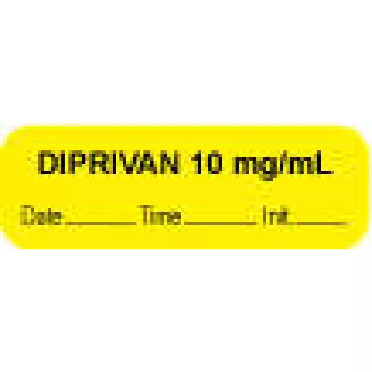 Anesthesia Label With Date, Time & Initial (Paper, Permanent) "Diprivan 10 Mg/Ml" 1 1/2" X 1/2" Yellow - 1000 Per Roll