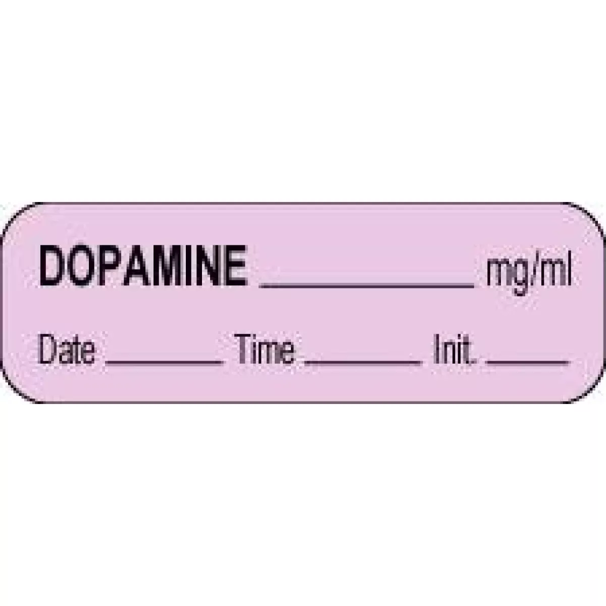 Anesthesia Label With Date, Time & Initial (Paper, Permanent) Dopamine Mg/Ml 1 1/2" X 1/2" Violet - 1000 Per Roll