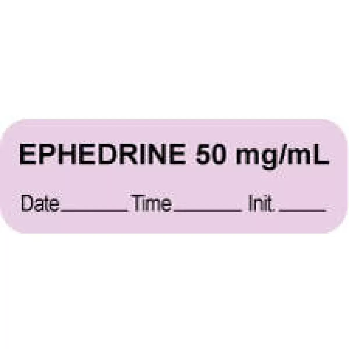 Anesthesia Label With Date, Time & Initial (Paper, Permanent) "Ephedrine 50 Mg/Ml" 1 1/2" X 1/2" Violet - 1000 Per Roll