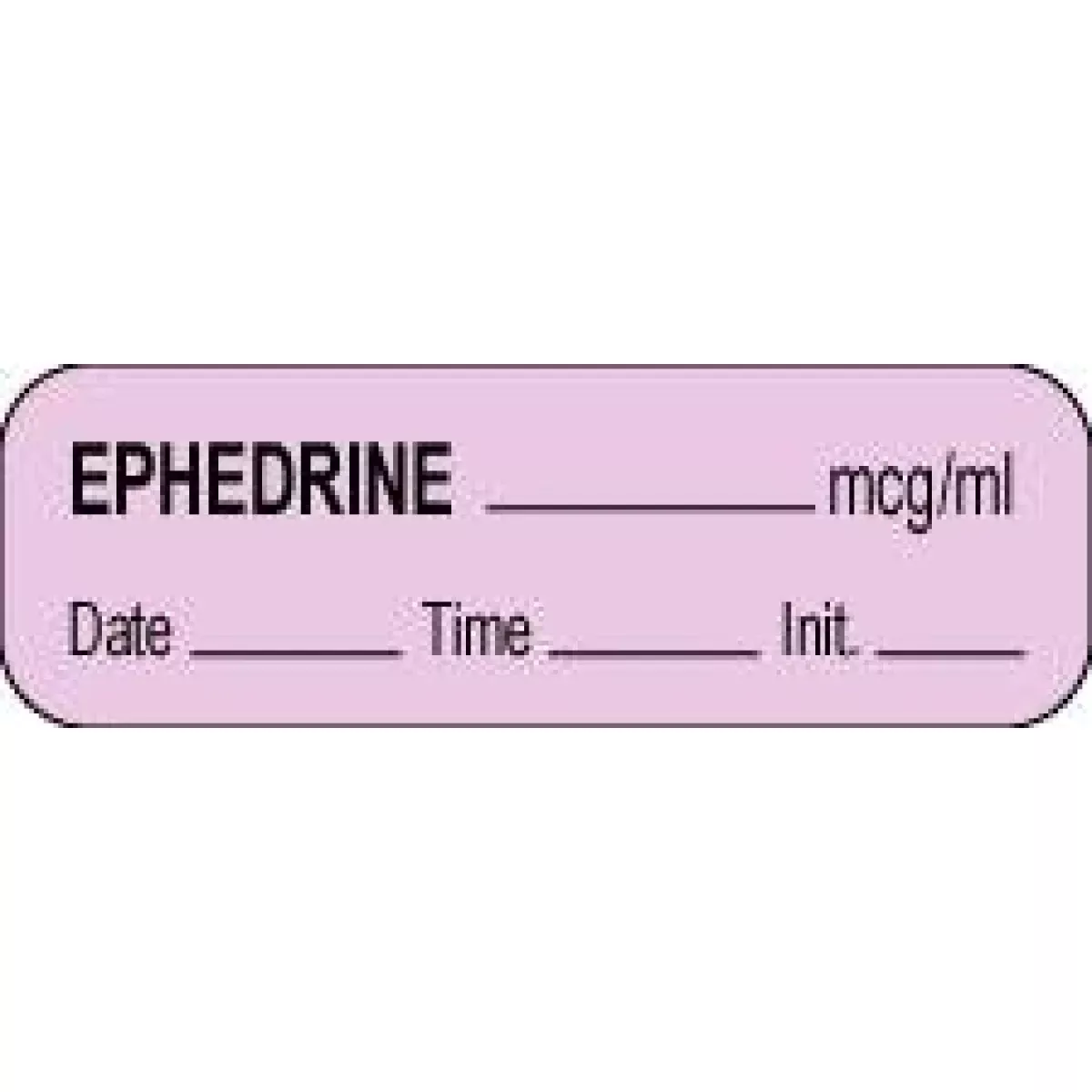 Anesthesia Label With Date, Time & Initial (Paper, Permanent) Ephedrine Mcg/Ml 1 1/2" X 1/2" Violet - 1000 Per Roll