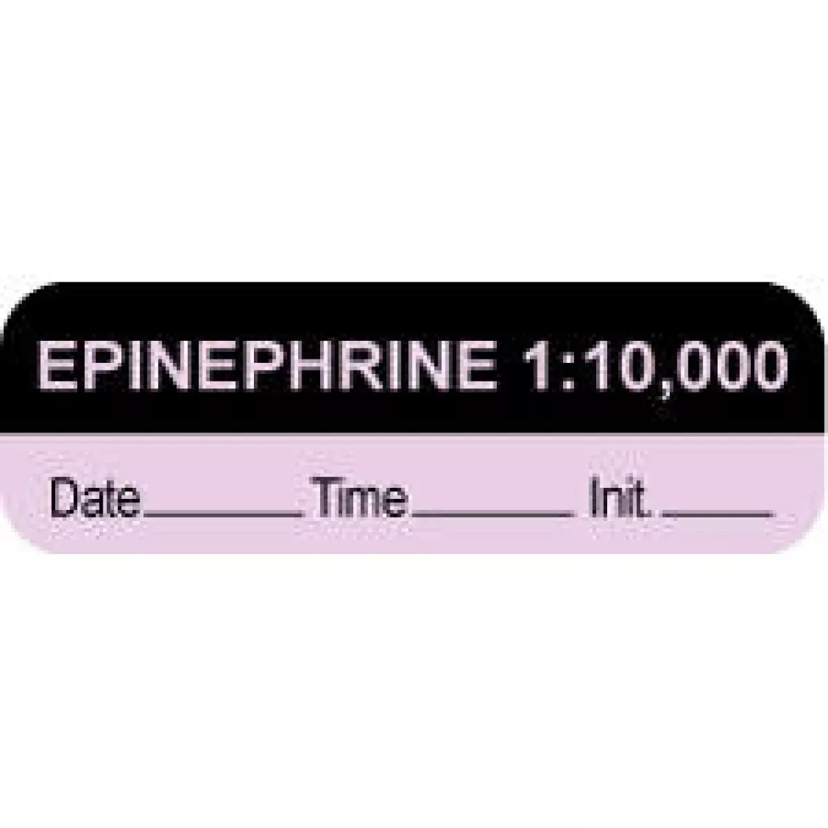 Anesthesia Label With Date, Time & Initial (Paper, Permanent) "Epinephrine 1:10,000" 1 1 1/2" X 1/2" Violet And Black - 1000 Per Roll