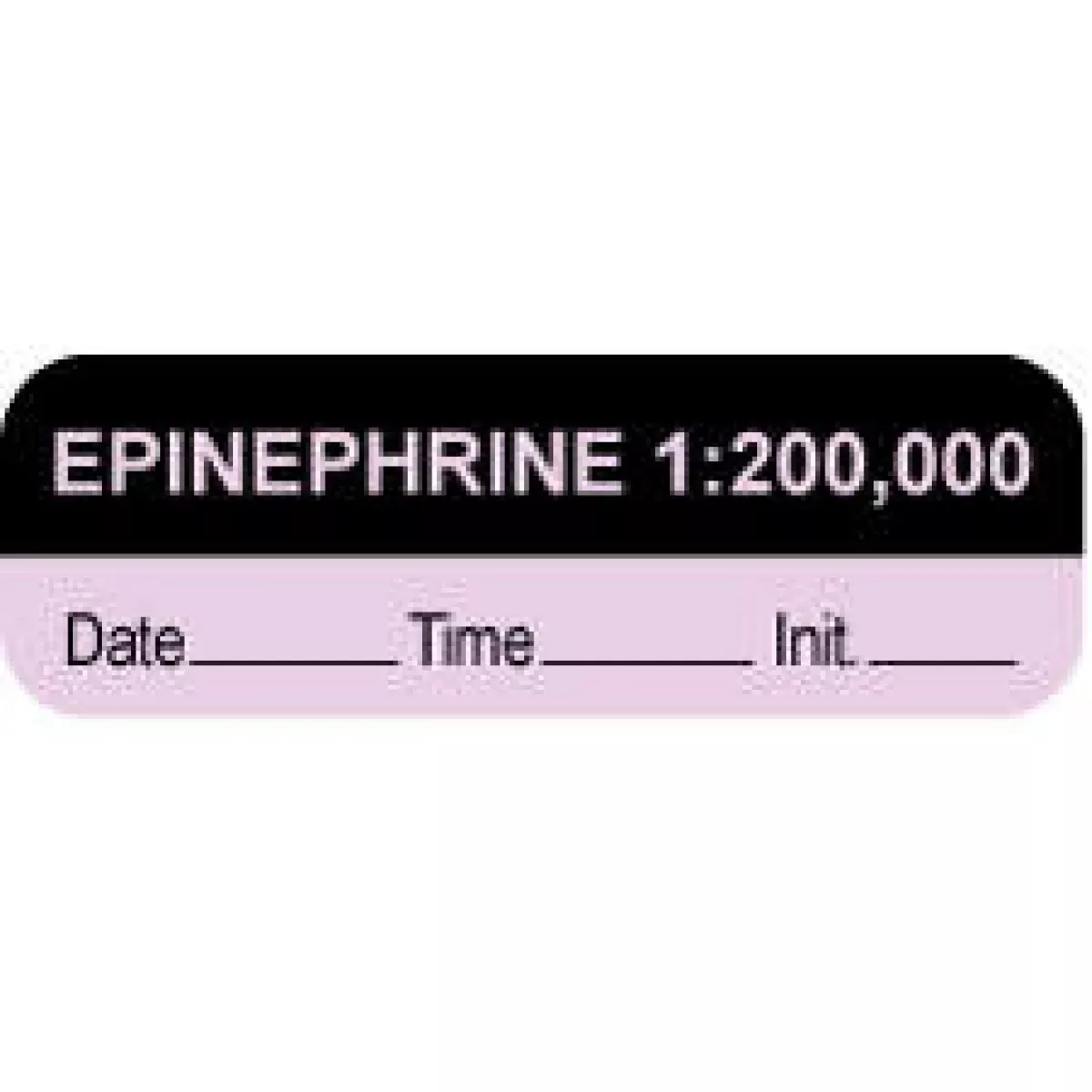 Anesthesia Label With Date, Time & Initial (Paper, Permanent) "Epinephrine 1:200,000" 1 1 1/2" X 1/2" Violet And Black - 1000 Per Roll