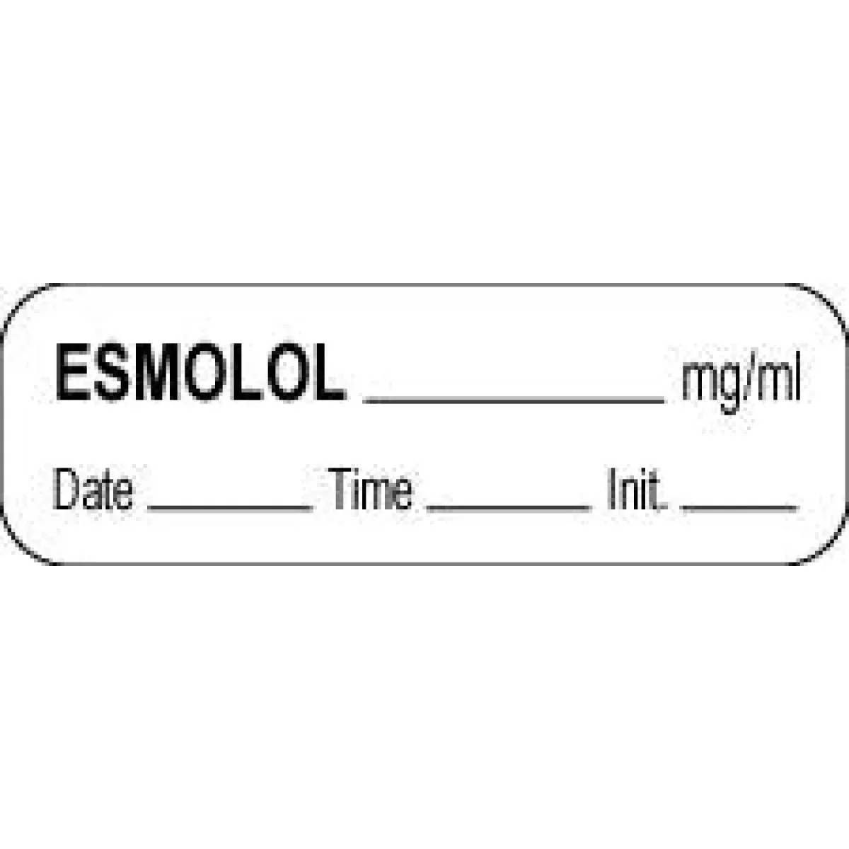Anesthesia Label With Date, Time & Initial (Paper, Permanent) Esmolol Mg/Ml 1 1/2" X 1/2" White - 1000 Per Roll