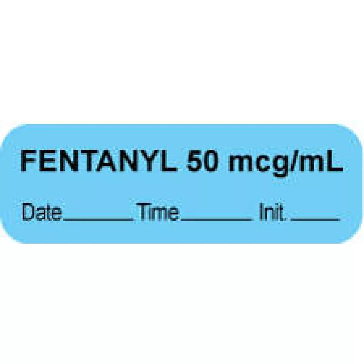 Anesthesia Label With Date, Time & Initial (Paper, Permanent) "Fentanyl 50 Mcg/Ml" 1 1/2" X 1/2" Blue - 1000 Per Roll