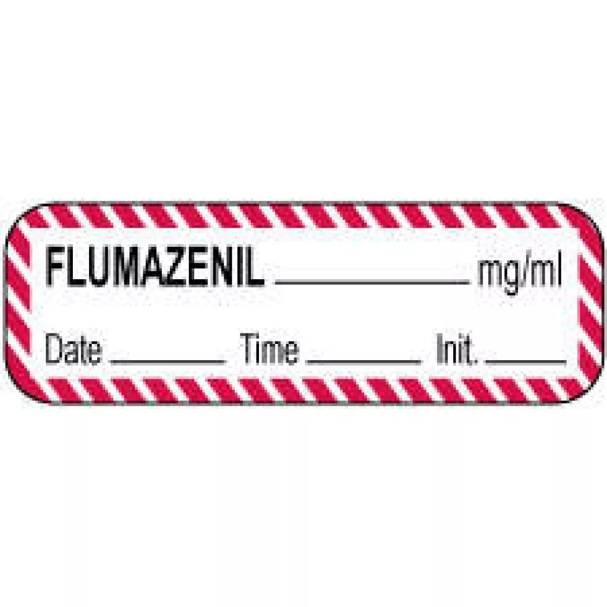 Anesthesia Label With Date, Time & Initial (Paper, Permanent) Flumazenil Mg/Ml 1 1/2" X 1/2" White With Fluorescent Red - 1000 Per Roll