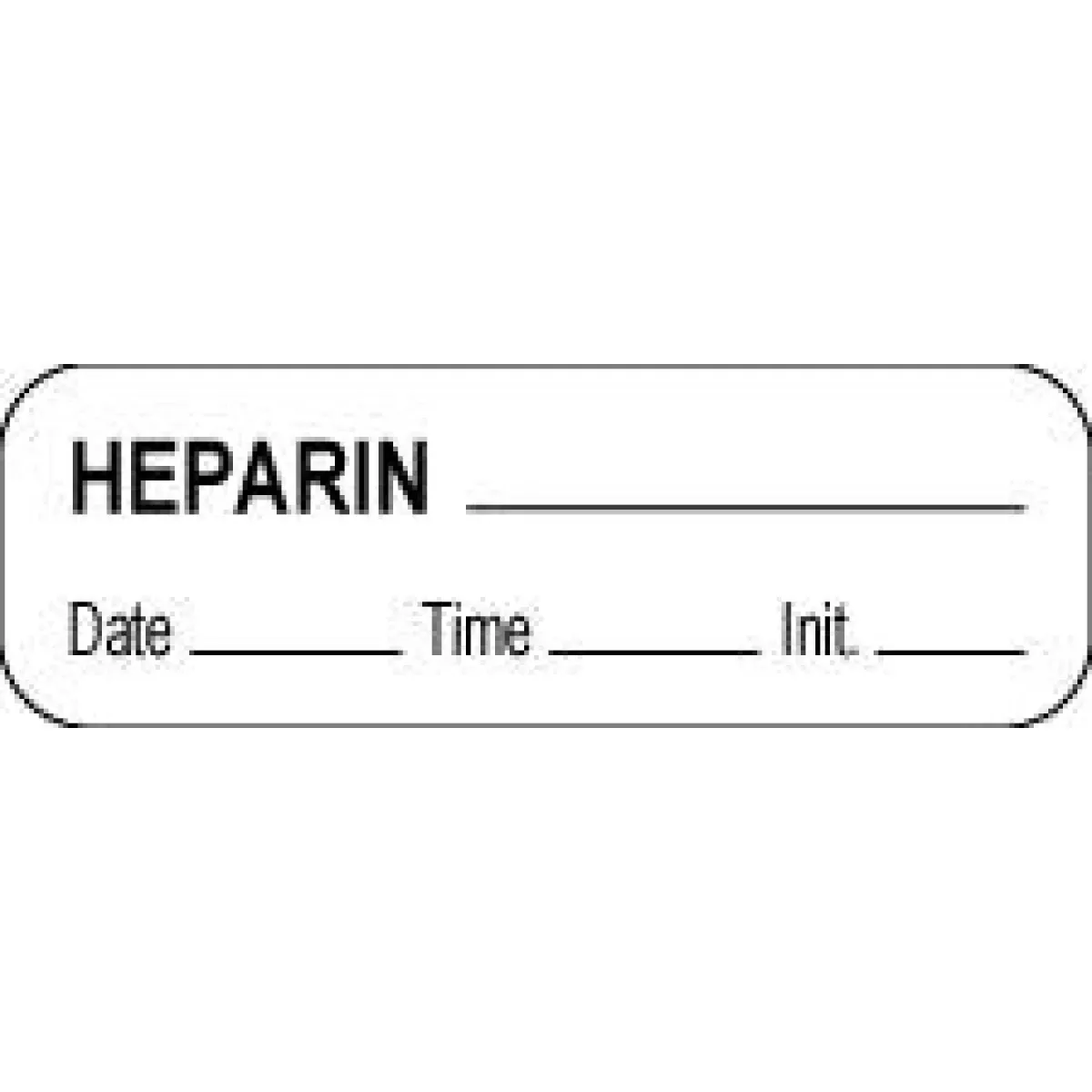 Anesthesia Label With Date, Time & Initial (Paper, Permanent) Heparin 1 1/2" X 1/2" White - 1000 Per Roll
