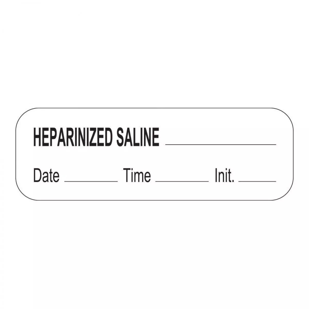 Anesthesia Label With Date, Time & Initial (Paper, Permanent) Heparinized Saline 1 1/2" X 1/2" White - 1000 Per Roll